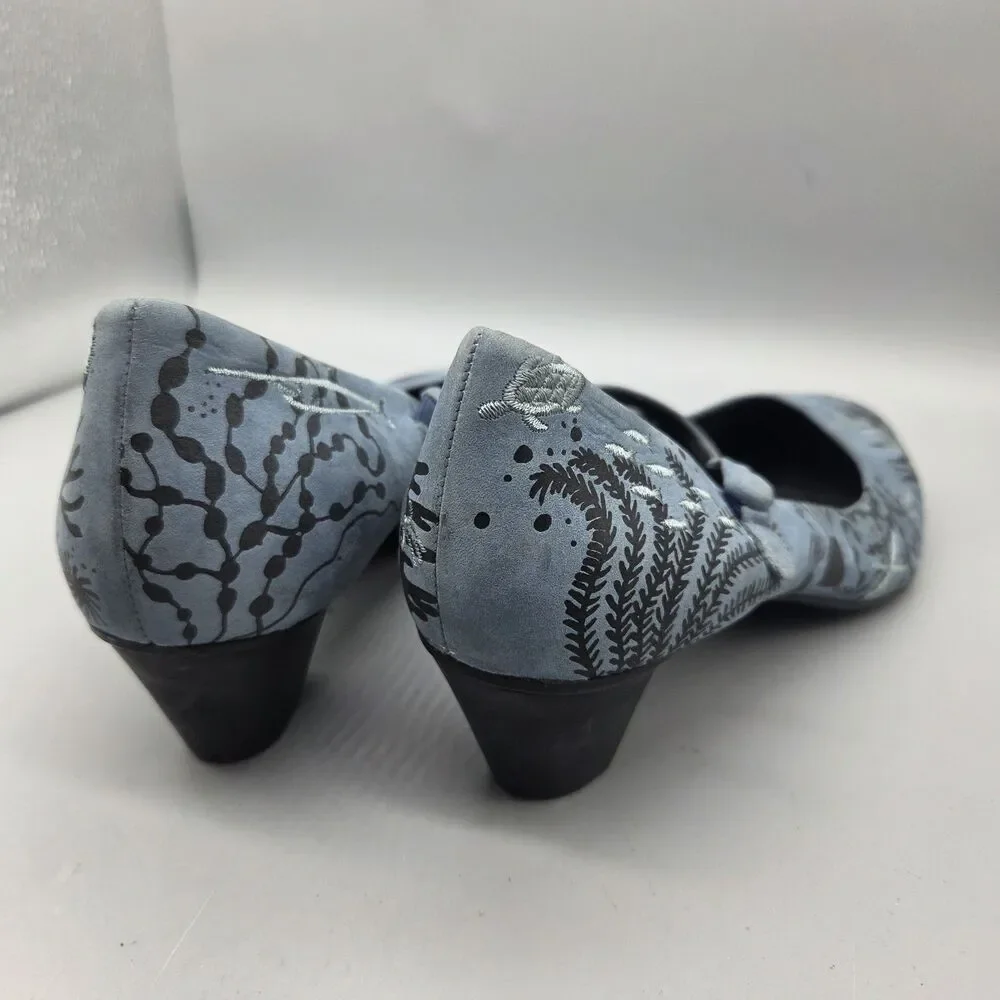 CAMPER TWS Twins Shoes Mary Jane Blue Nubuck Sealife Creatures Womens EU 40 US 9